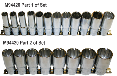 20 Piece 1/2" Drive Multi Lock Deep Socket S On Rail 10-32mm