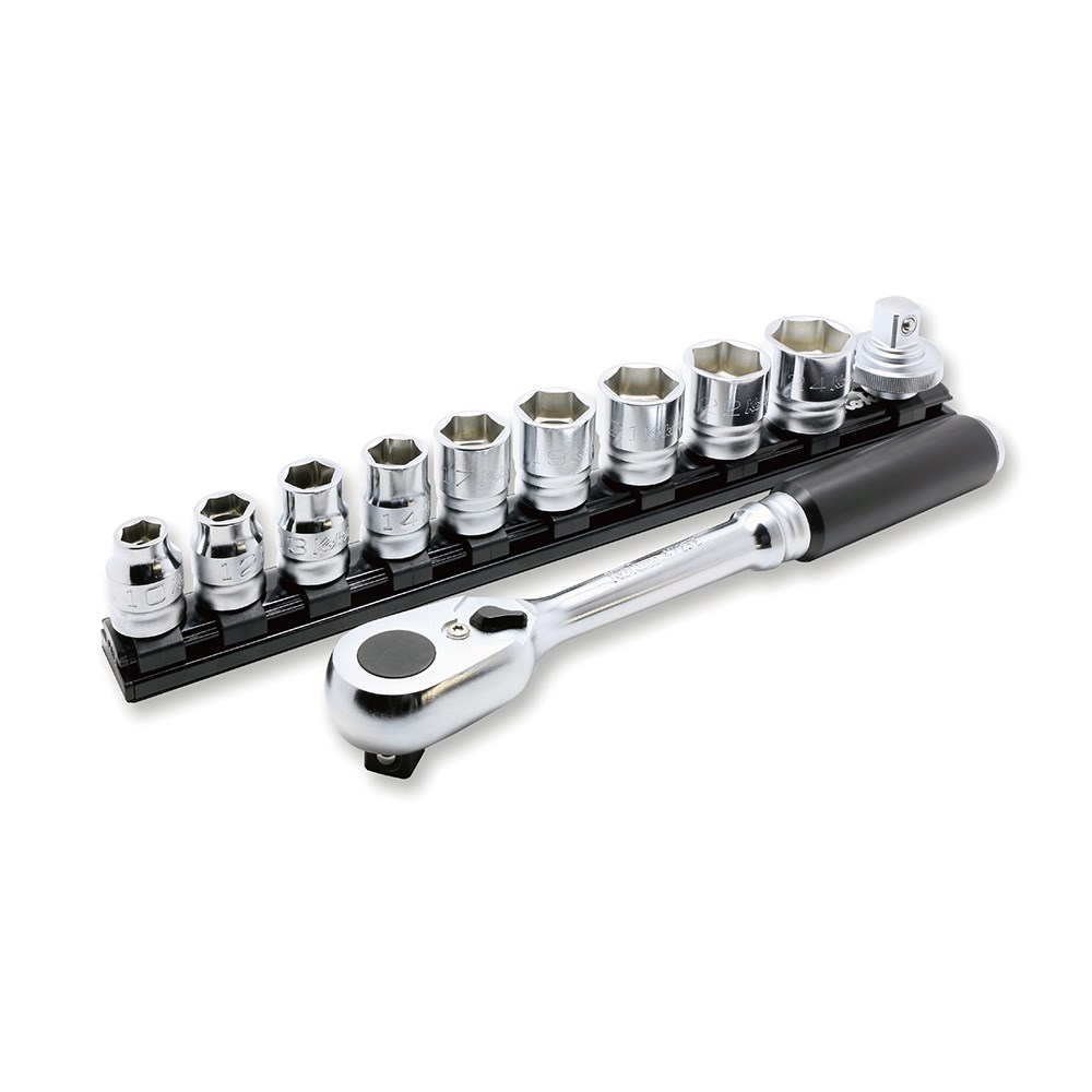 Ko-ken Z-Series 4285ZE - 1/2" Drive 6 Point Metric Socket Set - 11 Piece on Magnetic Rail