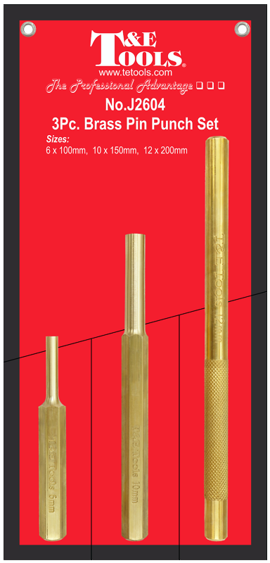 [159-J2604] 3 Piece Brass Pin Punch Set