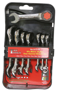 8 Piece Metric Stubby Ratchet Gear Wrench Set
