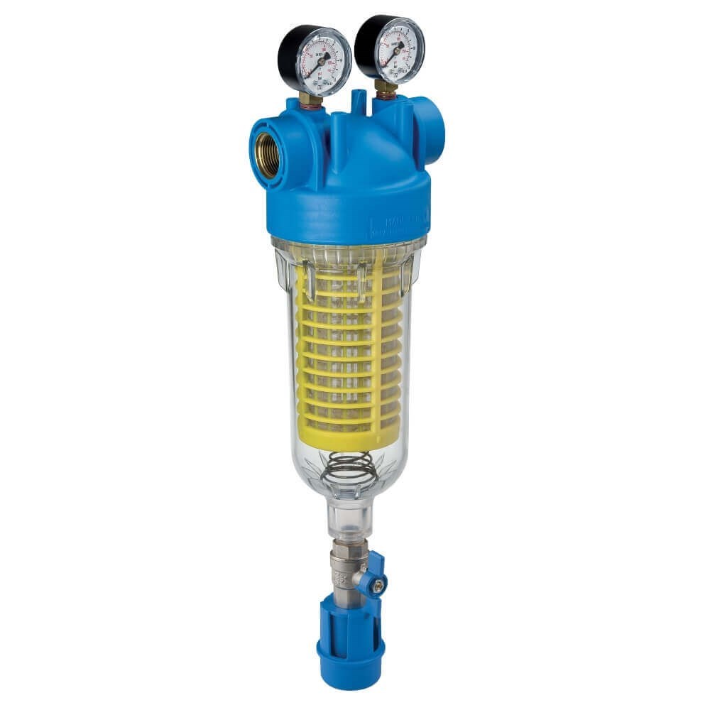 [160-ATF-HYDRAM11/2RAH90MCROT] Hydra MONO 10" Standard Self cleaning Sediment Filter 90mic S Steel Mesh Screen 1.5" Brass BSP In/Out