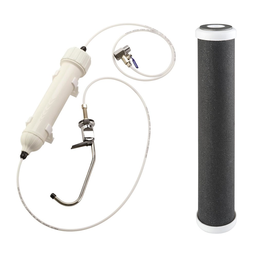 Under-bench Inline Filter Housing Kit with Tap and Fittings - includes Carbon Filter