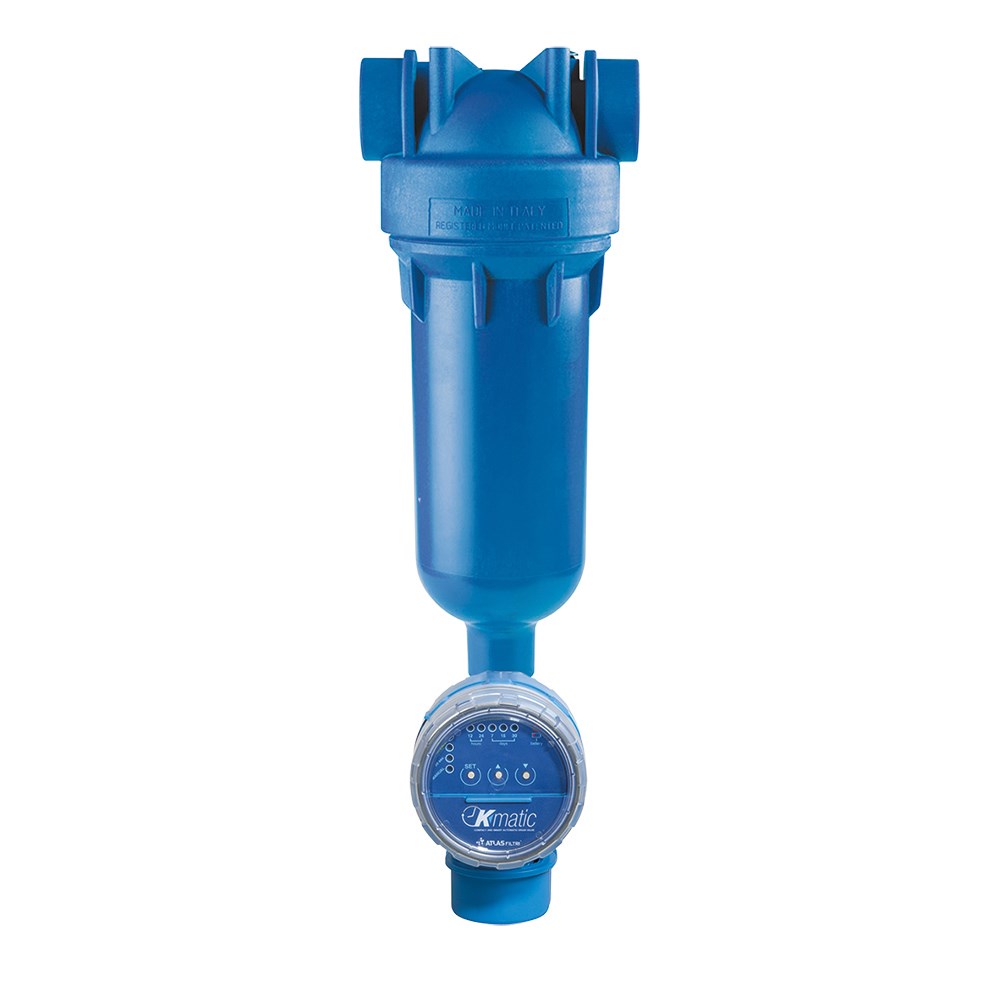 [160-ATF-HYDRAM1BKMATIC] Atlas Filtri Hydra 10" Standard Blue Self Cleaning Filter with KMATIC Automatic Backwash Valve