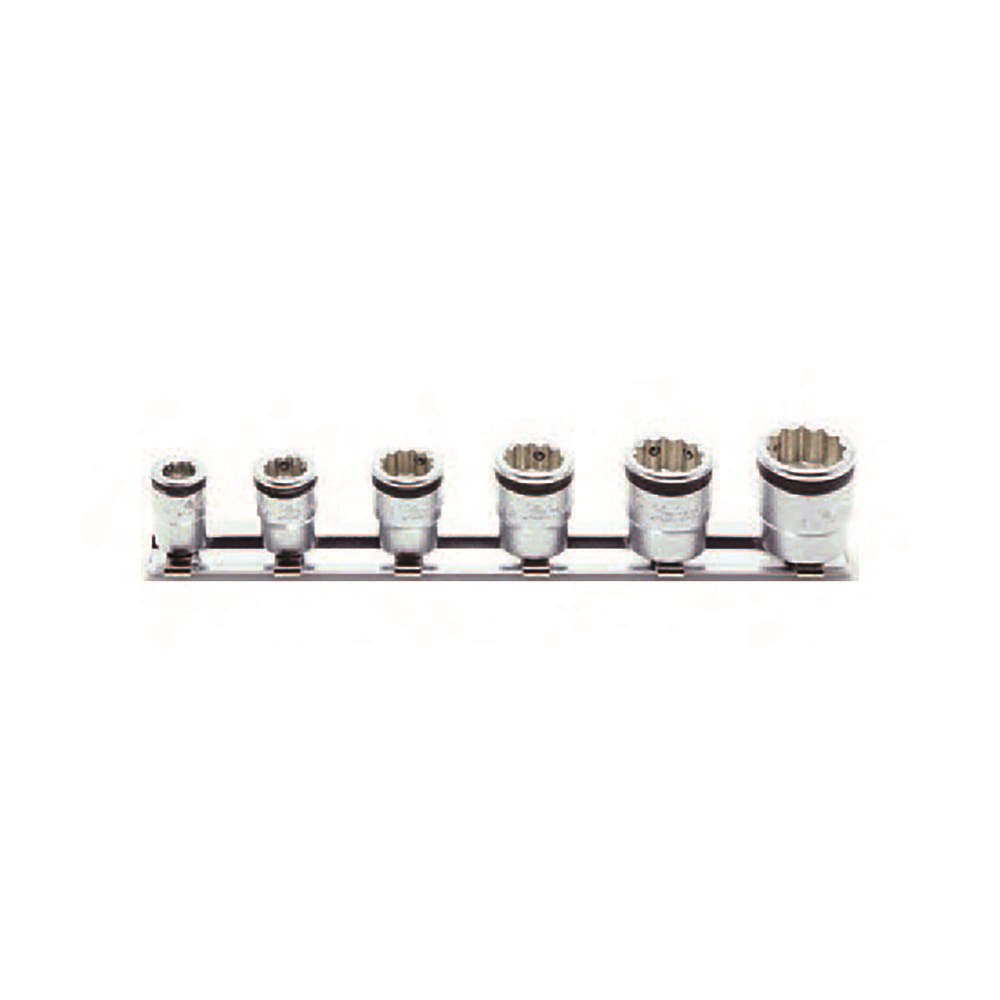 KORS2455AS/6 - Koken 1/4"  Drive 12Pt Nut Grip Socket   - Rail Set 6 Pieces