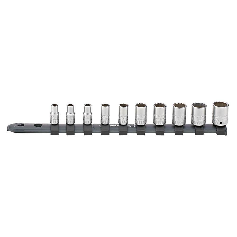 10-Piece Socket Set on Rail (5-14mm) - 1/4" Square Drive - 12-Point - SW40D/10-12916 - 96051010
