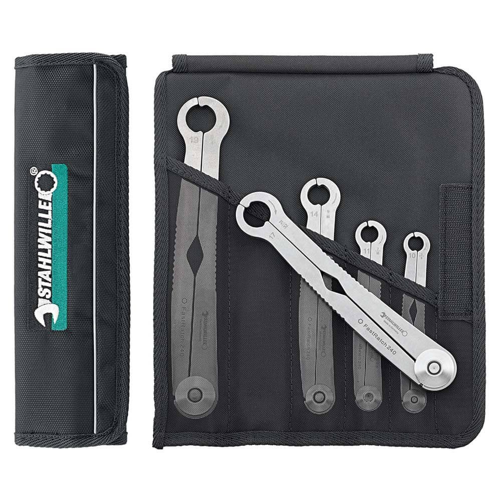 [160-SW240/5 - 96411005] 5-Piece FastRatch Ratchet Spanner Set in Textile Case (10-19mm | 3/8 - 3/4") SW240/5 - 96411005