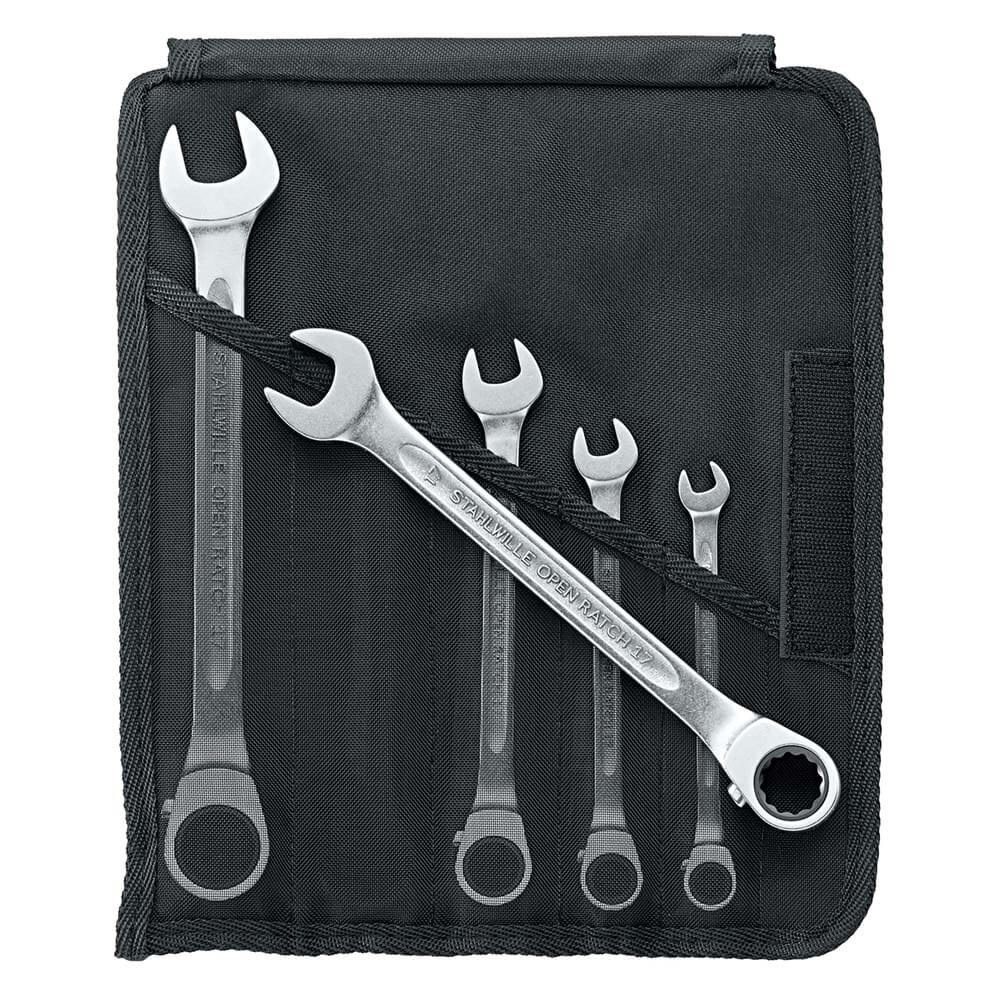 [160-SW17/5 - 96411705] 5-Piece Reversible Combination Ratcheting Spanner Set in Textile Case (8-19mm) SW17/5 - 96411705