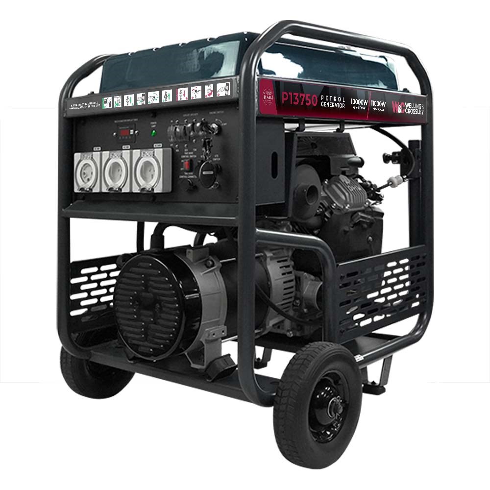 [160-WC-P13750] WC-P13750 Welling & Crossley 13.75 kVA (11 000W) Open Frame AVR Petrol Generator with E-Start