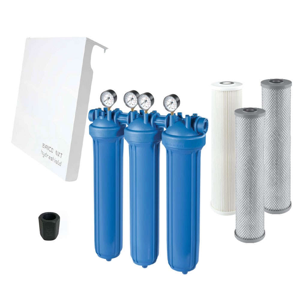 Atlas Filtri Whole House PFAS TRIO Kit Inc. 2 PFAS & 10Mic Pleated CartridgeS 54LPM MARIC Valve