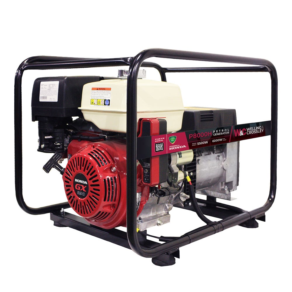 [160-WC-P8000H] Welling & Crossley 8 kVA Honda Powered Generator with E-Start