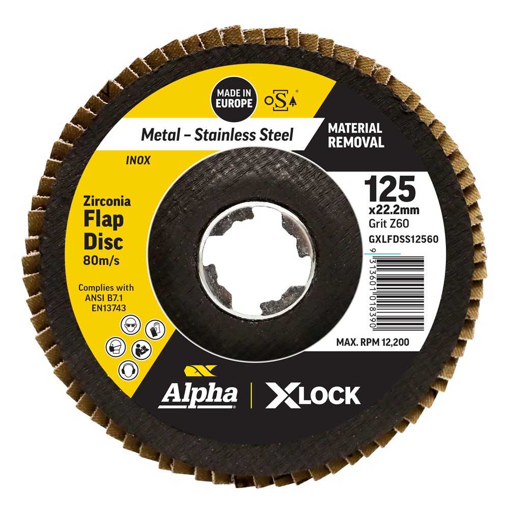 [170-GXLFDSS12560] Alpha Flap Disc X-Lock 125mm | 60 Grit Zirconia