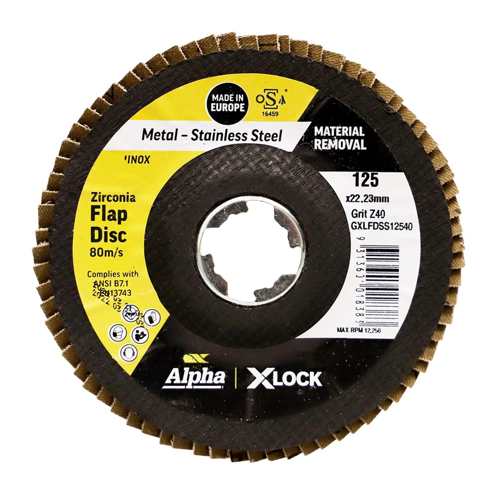 [170-GXLFDSS12540] Alpha Flap Disc X-Lock 125mm | 40 Grit Zirconia