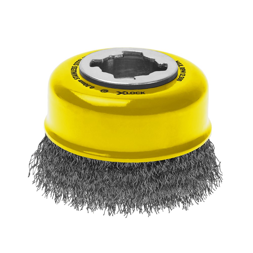 [170-GXLCBC75SS] Alpha Cup Brush X-Lock 75mm Stainless Steel Wire | 0.30mm Crimped