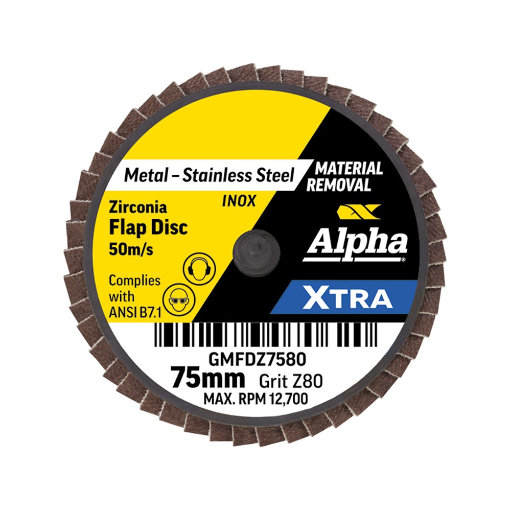 [170-GMFDZ7580] Mini Flap Disc R Type 75mm Z80 Grit XTRA Bulk