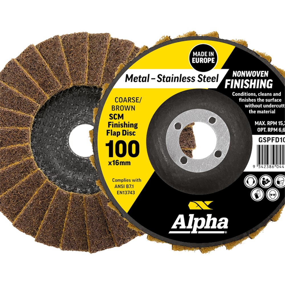[170-GSPFD100C] Flap Disc Surface Finishing 100mm Coarse / Brown SCM Bulk