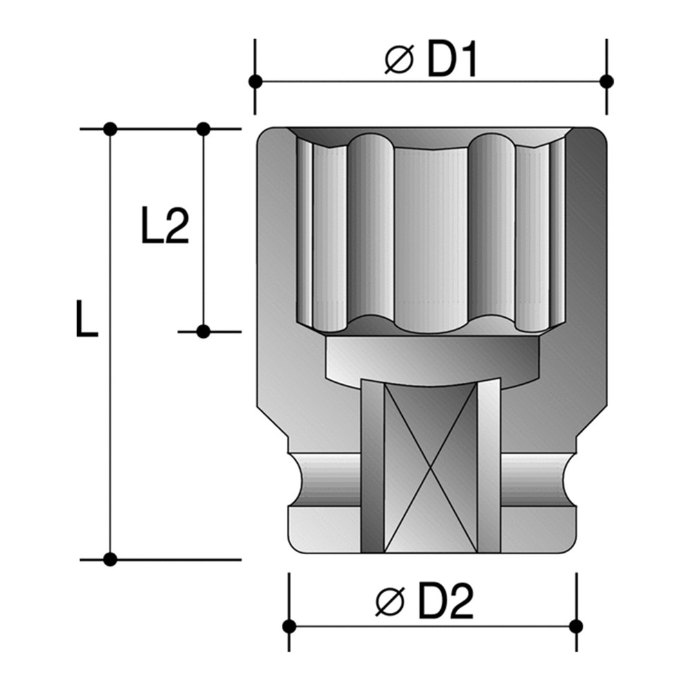 5-1/4" x 2-1/2" Drive 6-Point Imperial Standard Impact Socket