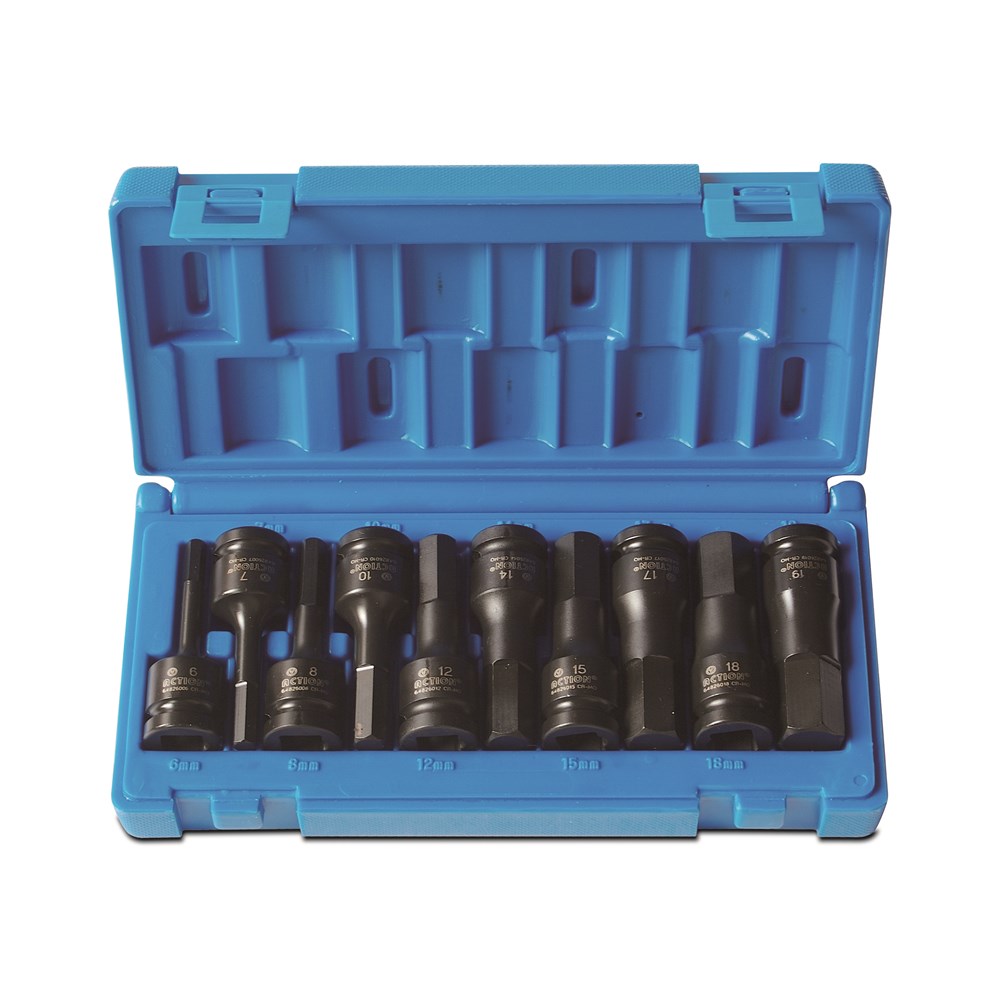 10 Piece 1/2 Inch Drive Metric Hex Driver Set - Carton (x10)