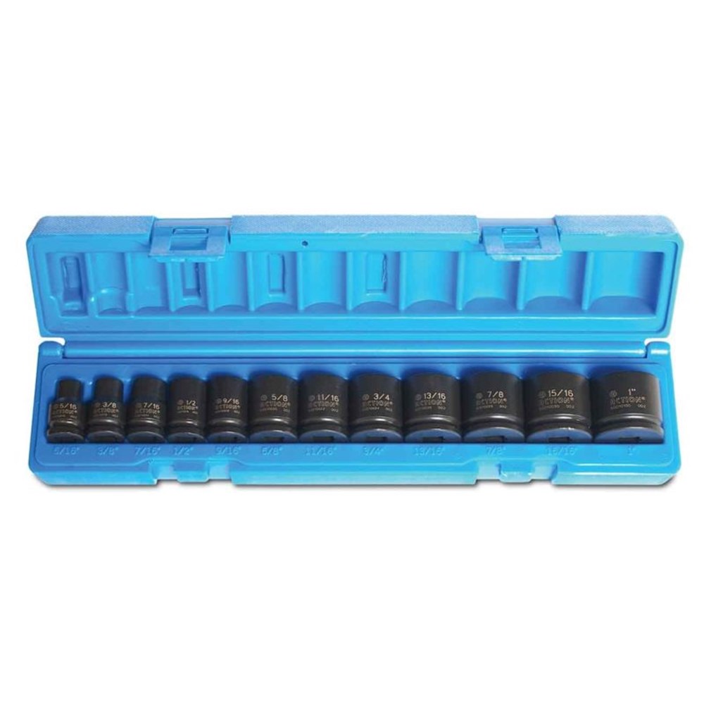 12 Piece 3/8 Inch Drive 6-Point Imperial Standard Impact Socket Set