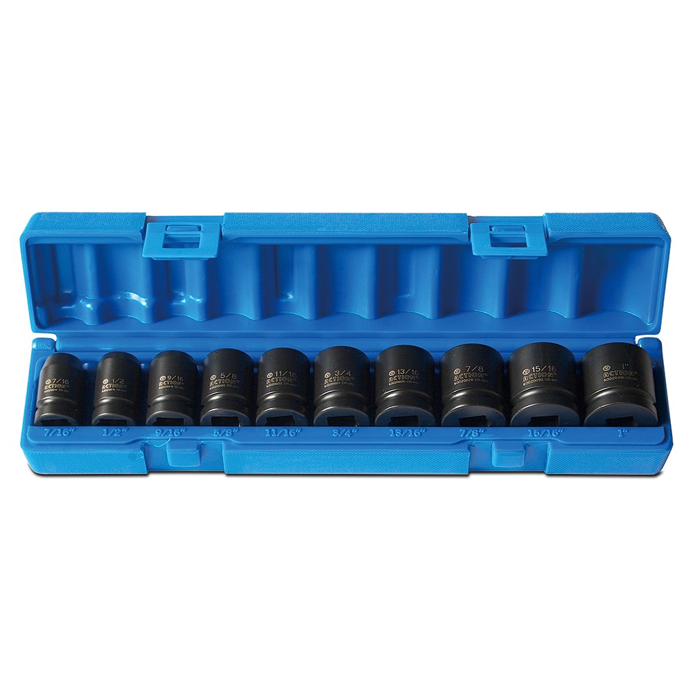 10 Piece 1/2 Inch Drive 6-Point Imperial Standard Socket Set
