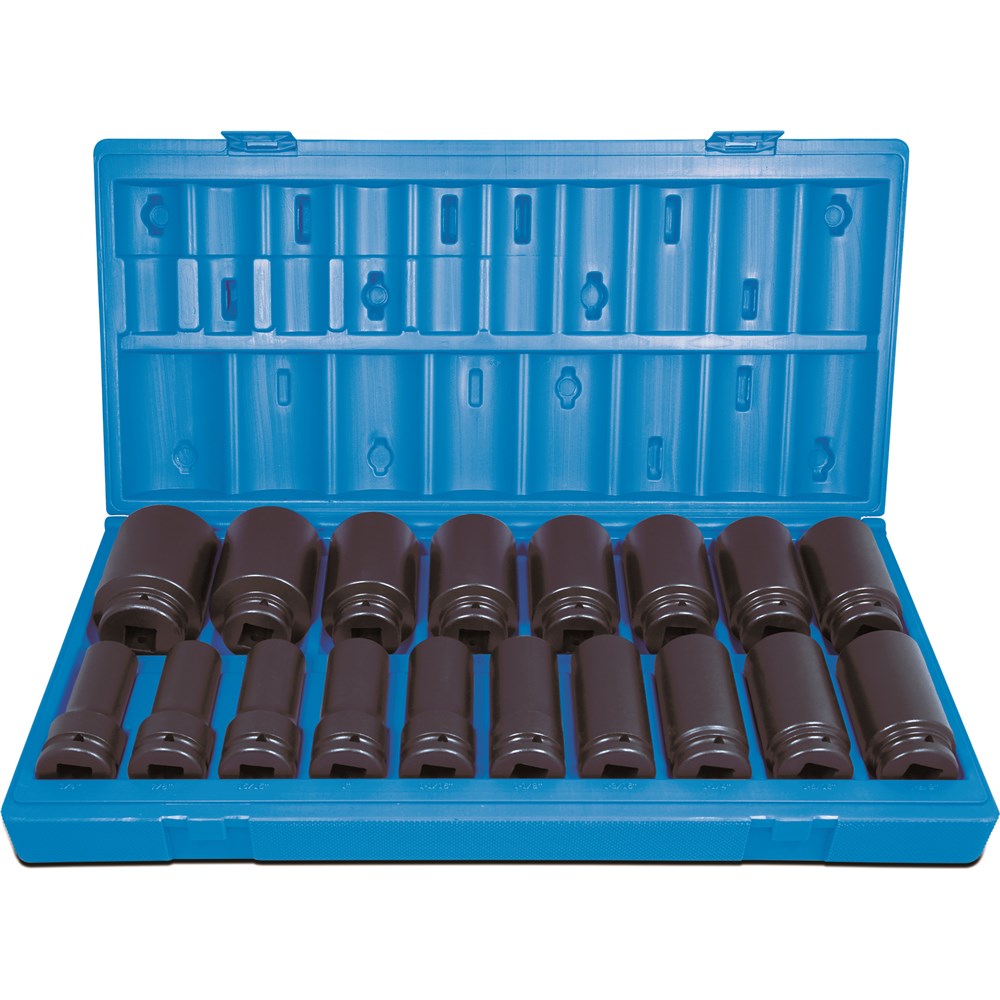 18 Pieces 3/4 Inch Drive 6-Point Imperial Deep Socket Set