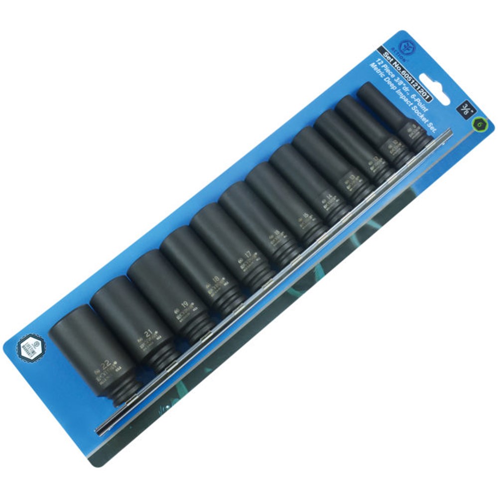 12 Piece 3/8 Inch Drive 6-Point Metric Deep Set