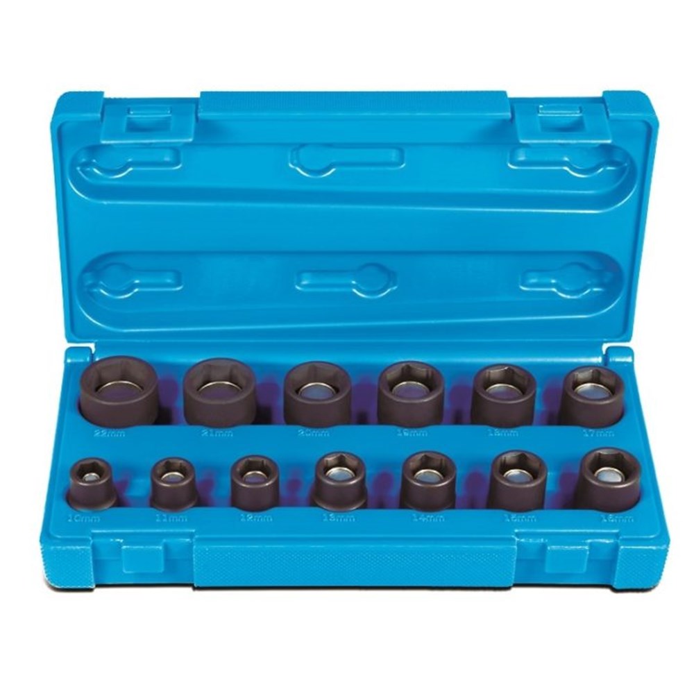 13 Piece 3/8 Inch Drive 6-Point Metric Standard Magnetic Socket Set
