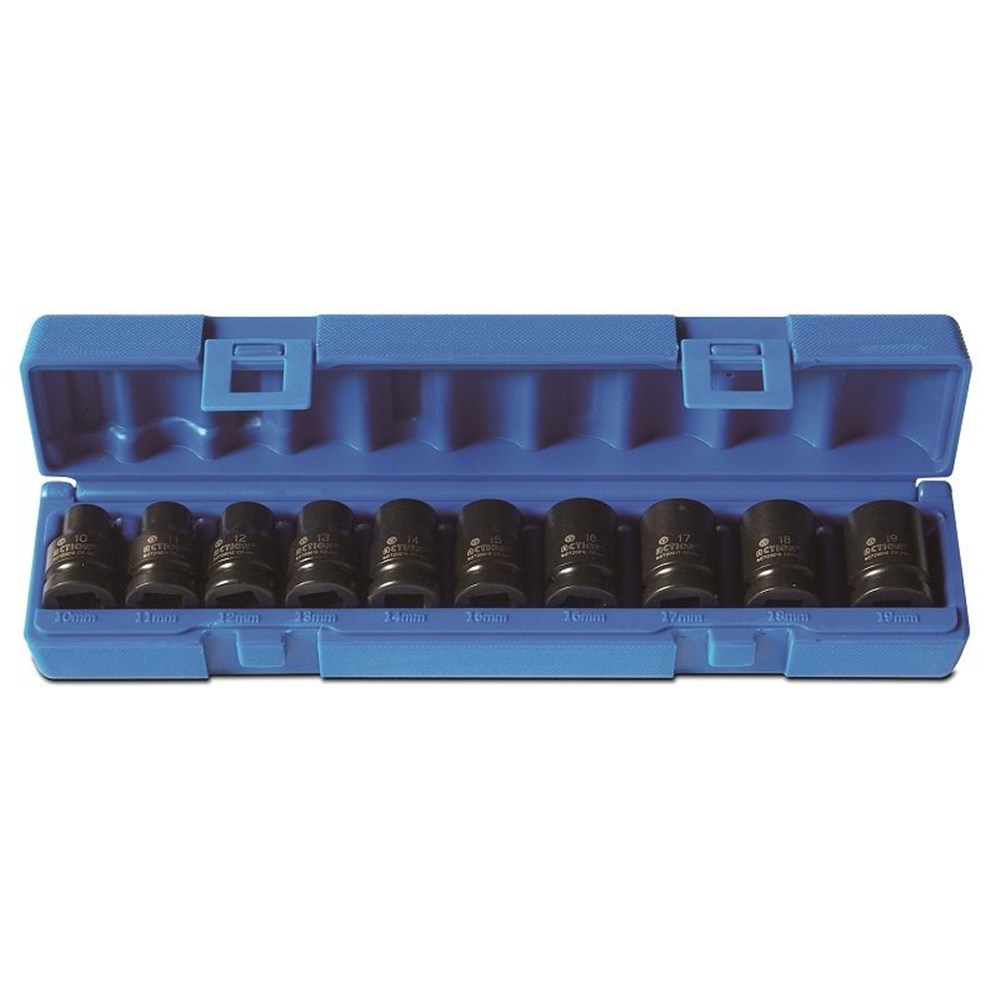 10 Pieces 1/2 Inch Driveive 6-Point Metric Standard Socket Set