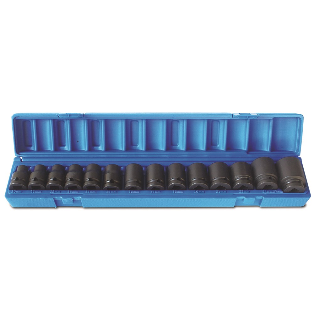 14 Pieces 1/2 Inch Drive 6-Point Metric Standard Socket Set