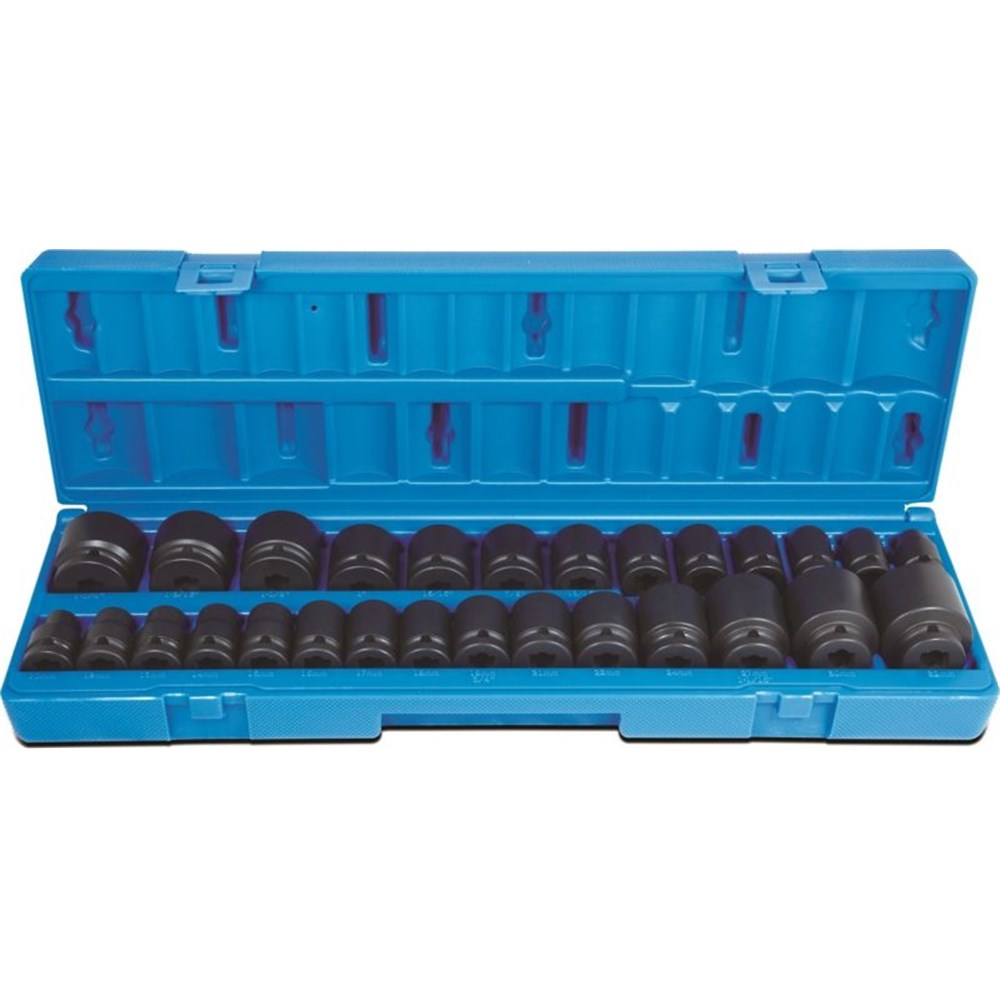 28 Piece 1/2 Inch Drive 6-Point Metric & Imperial Impact Socket Set