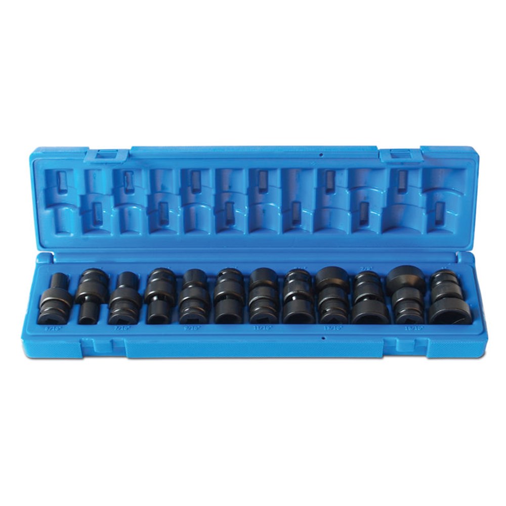 12 Piece 3/8 Inch Drive Universal 6-Point Imperial Standard Socket Set