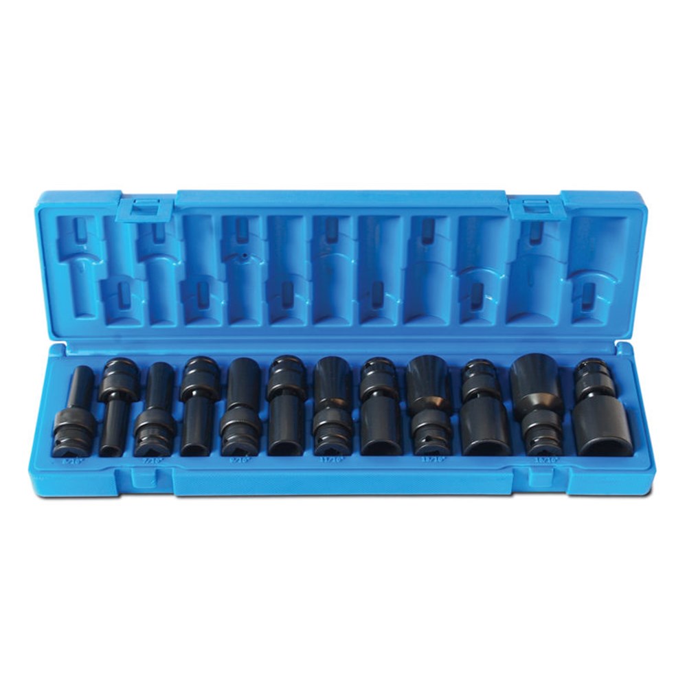 12 Piece 3/8 Inch Drive Universal 6-Point Imperial Deep Socket Set