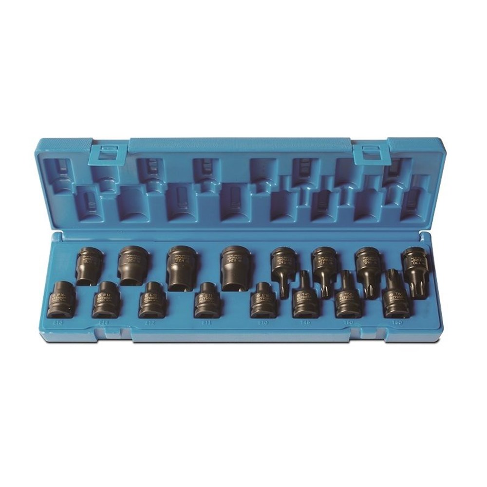 16 Piece 1/2 Inch Drive Internal & E-Torx Thin-wall Set