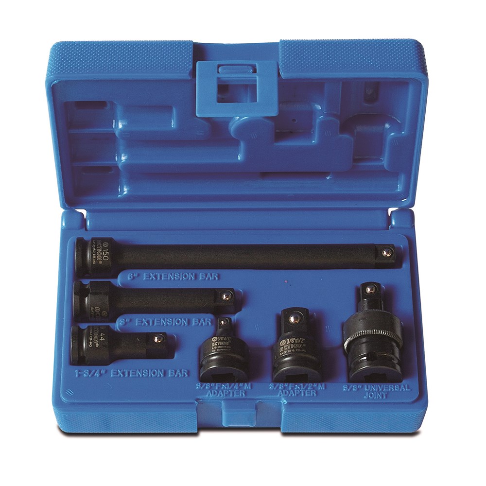 6 Piece 3/8 Inch Drive Accessory Set Adapter & Extensions Set