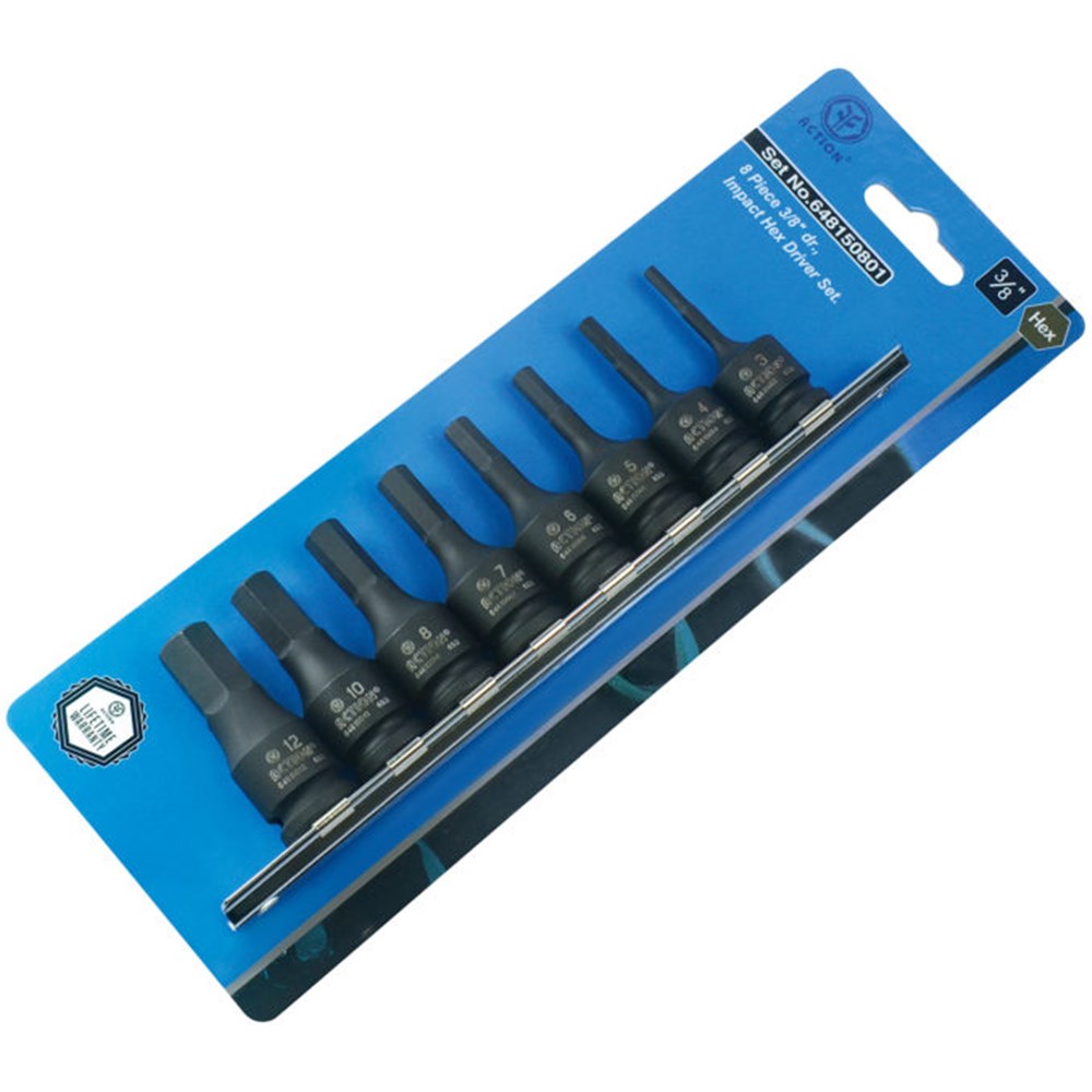 8 Piece 1/2 Inch Drive Hex Socket Metric Set
