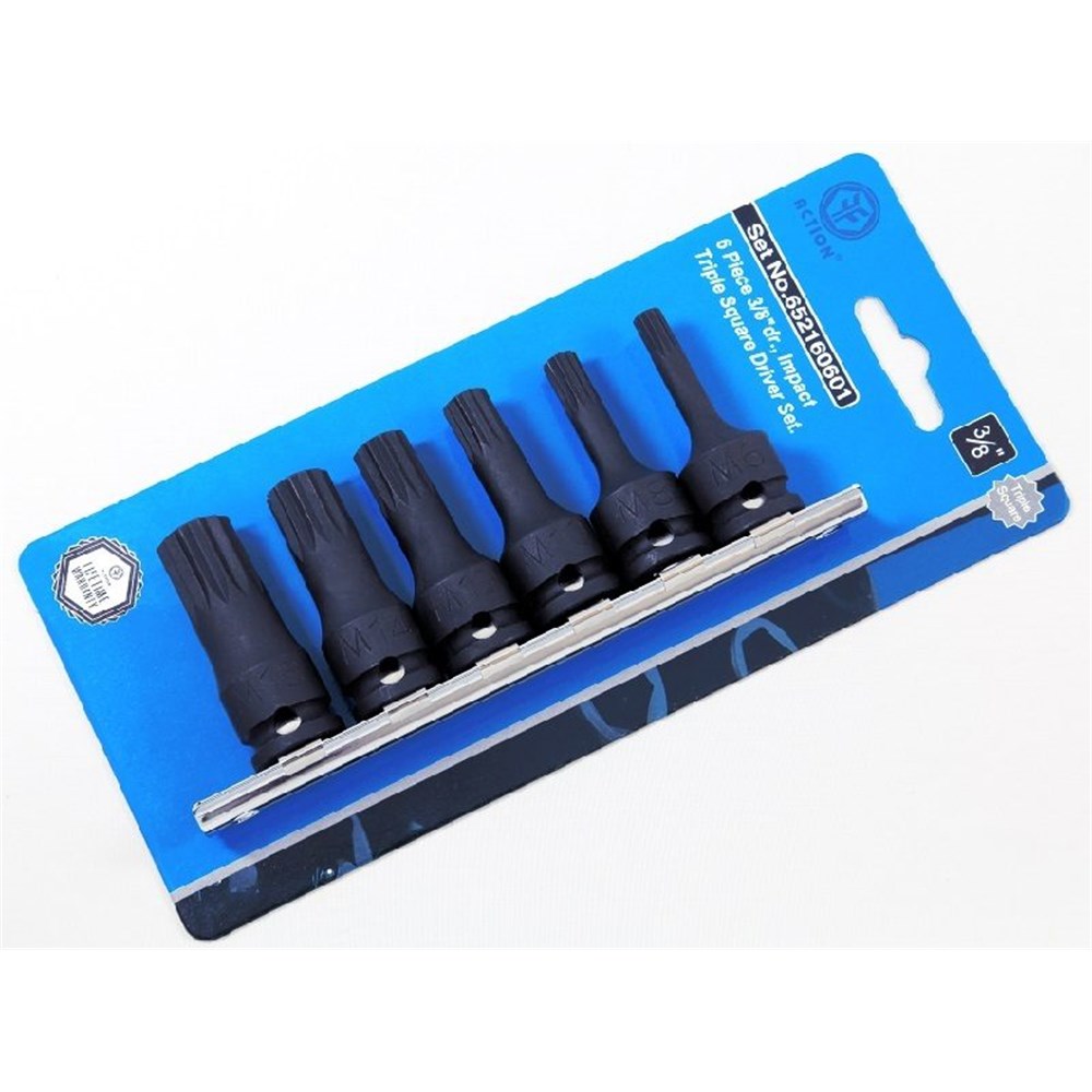 6 Piece 3/8 Inch Drive Triple Square Driver Set