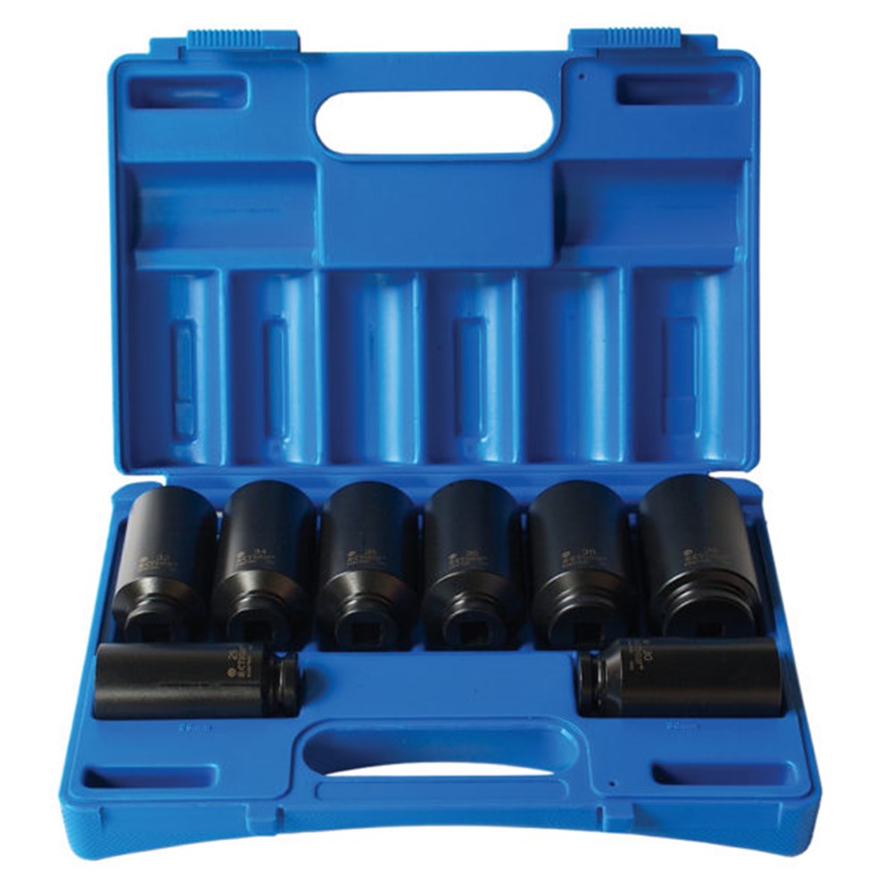 8 Pieces 1/2 Inch Drive 12-Point Metric Deep Axle Nut Socket Set