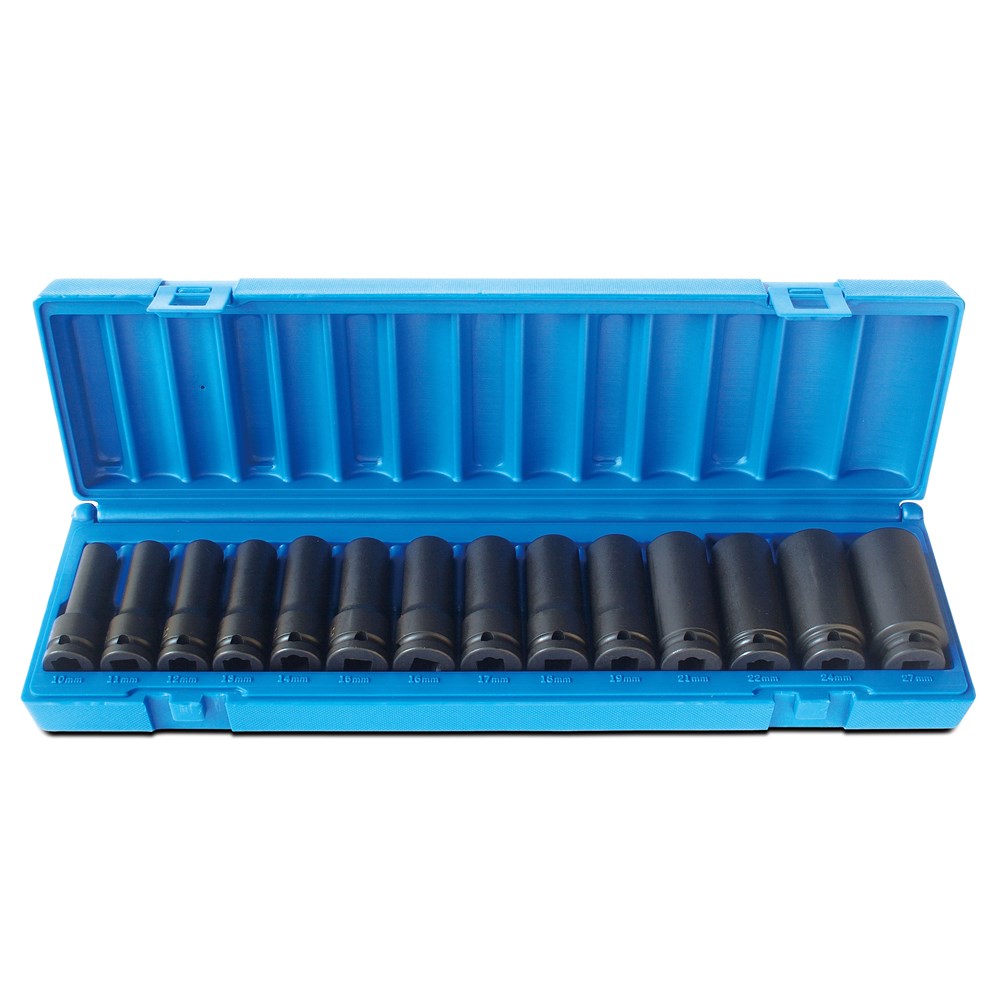 14 Pieces 1/2 Inch Driveive 12-Point Metric Deep Socket Set