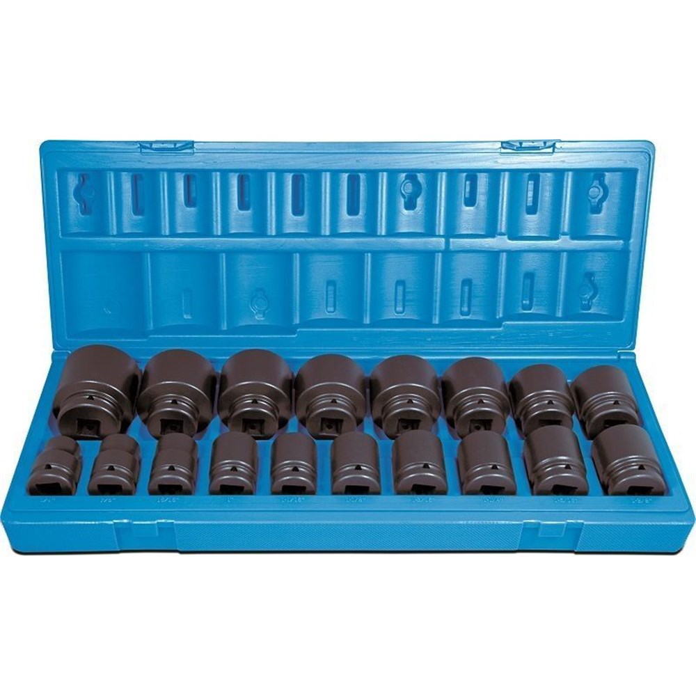 18 Piece 3/4 Inch Drive 12-Point Metric Standard Impact Socket Set