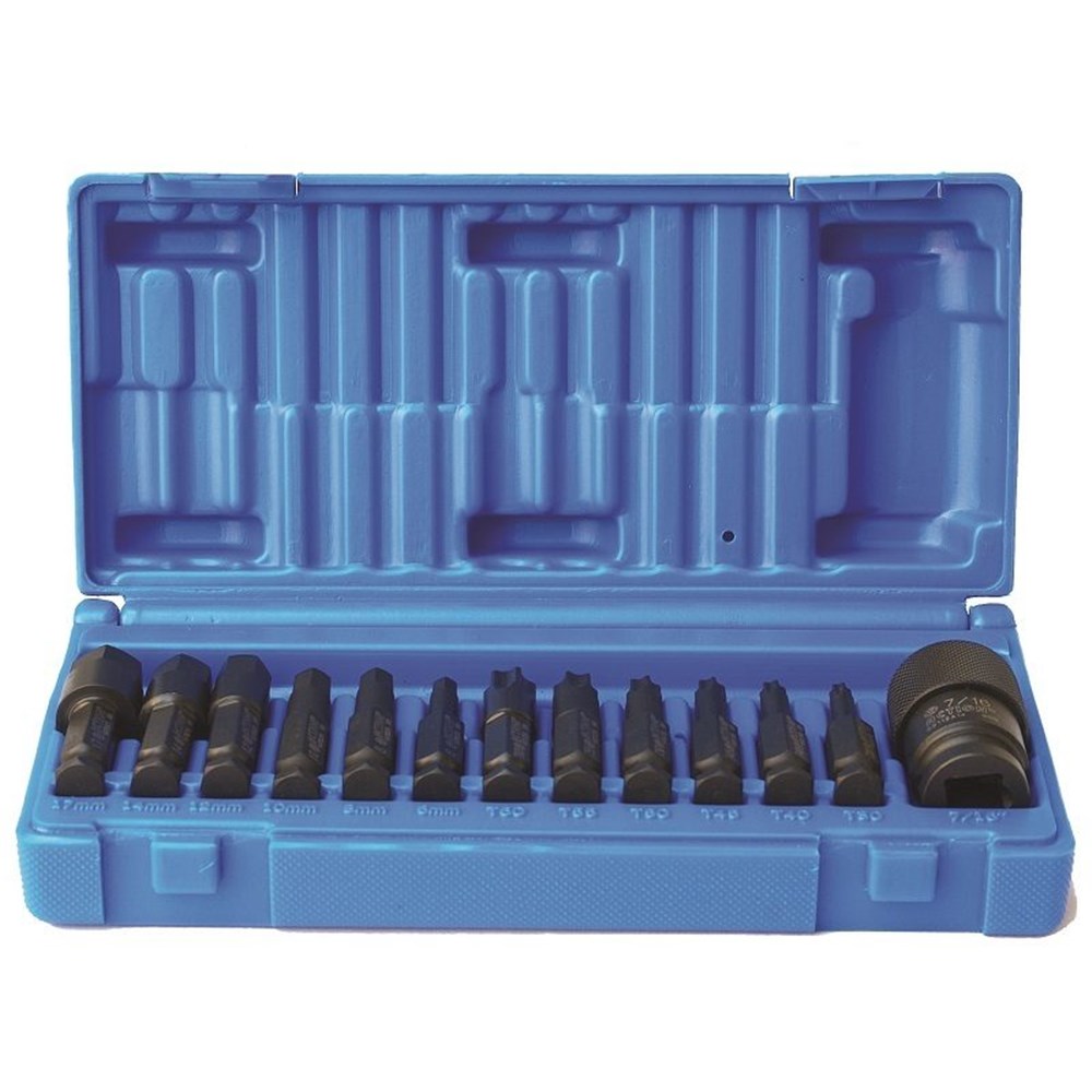 13 Piece 1/2 Inch Drive Quick Release Chuck 7/16 Hex Socket Bit Set