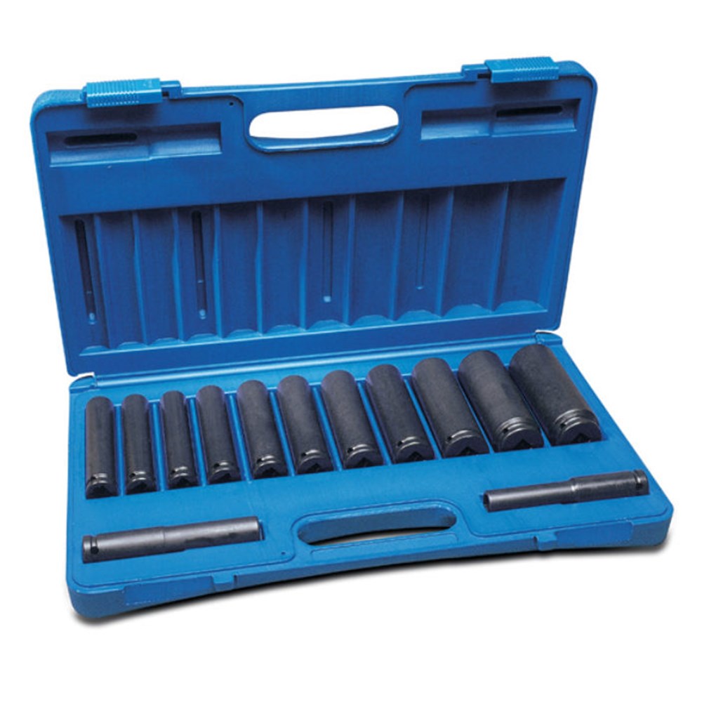 13 Pieces 1/2 Inch Drive 6-Point Metric Thin Wall Extra Long Socket Set