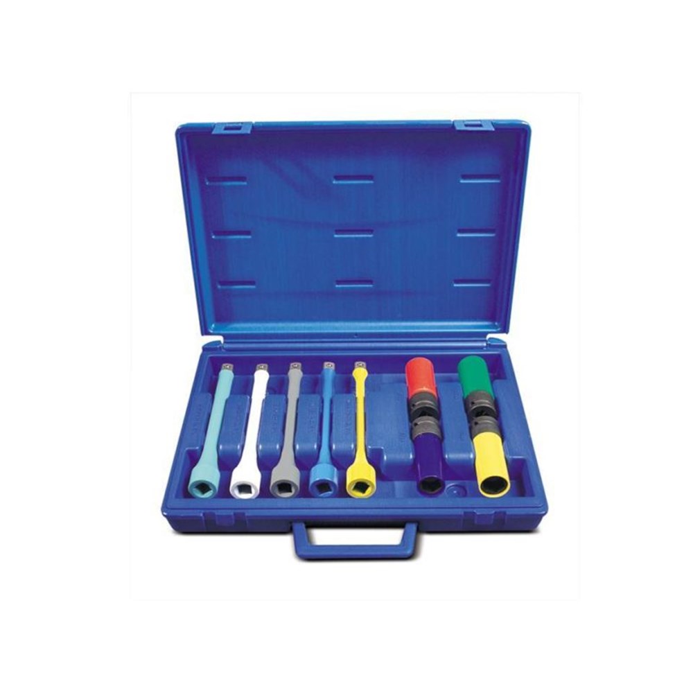 9 Pieces 1/2 Inch Drive, Torque Limiting Extension & Wheel Nut Set Metric Deep Set