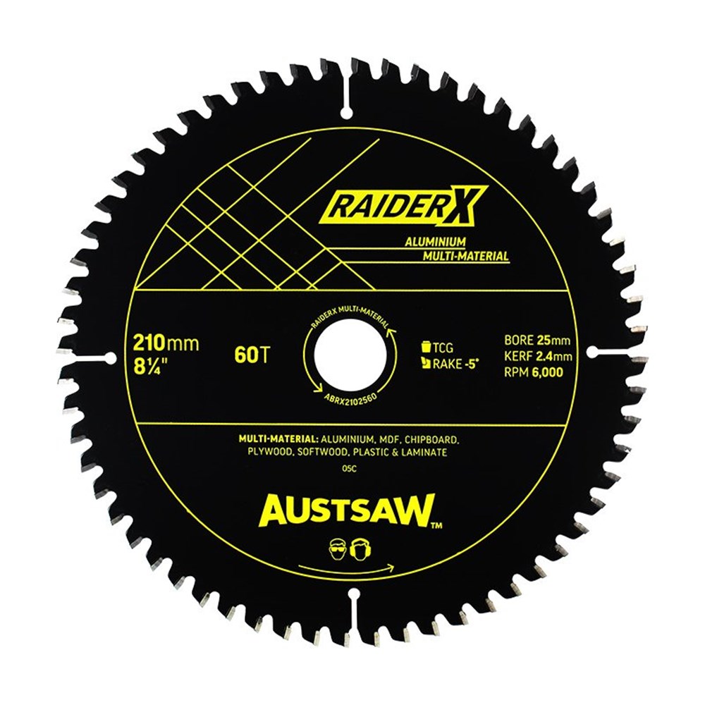 Austsaw RaiderX Aluminium Multi Material Blade | 210mm x 25 x 60T