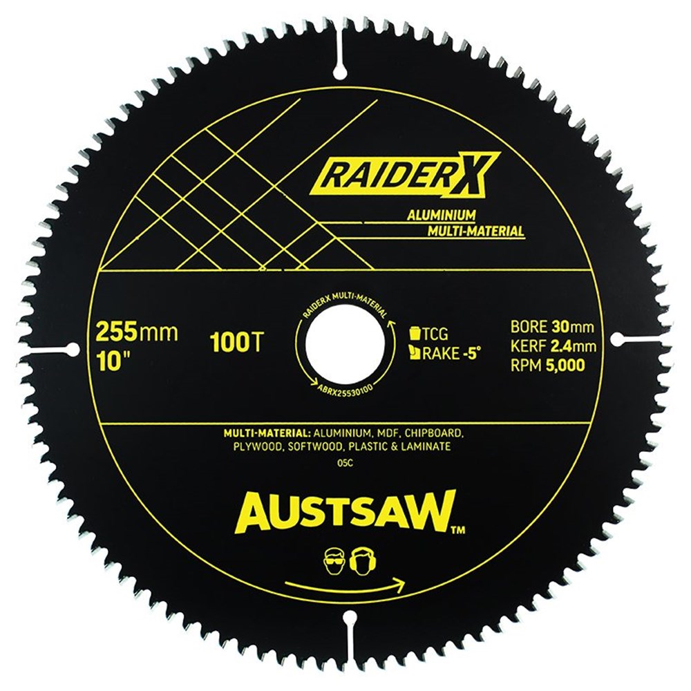 [170-ABRX25530100] Austsaw RaiderX Aluminium Multi Material Blade | 255mm x 30 x 100T