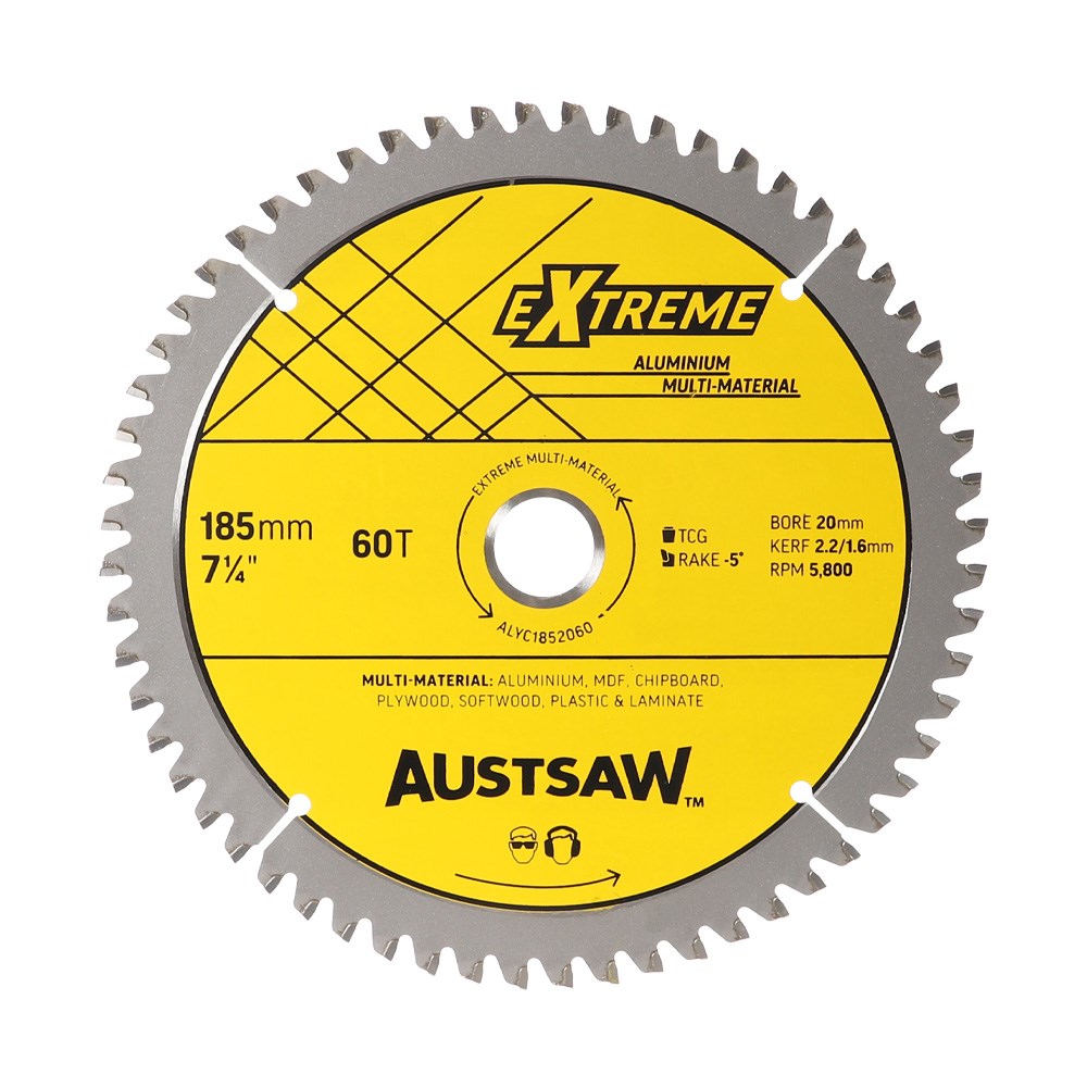[170-ALYC1852060] Austsaw - 185mm (7 1/4in) Aluminium Blade Triple Chip - 20/16mm Bore - 60 Teeth