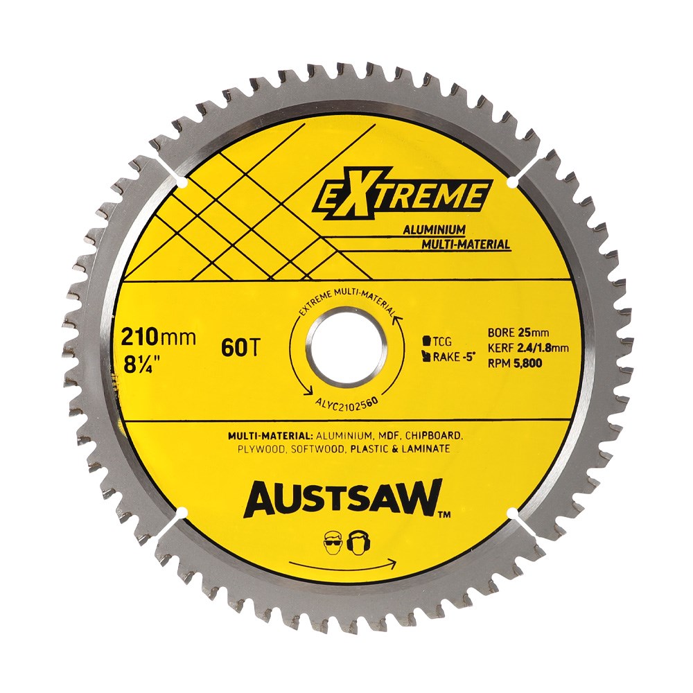 Austsaw - 210mm (8 1/4in) Aluminium Blade Triple Chip - 25/16mm Bore - 60 Teeth