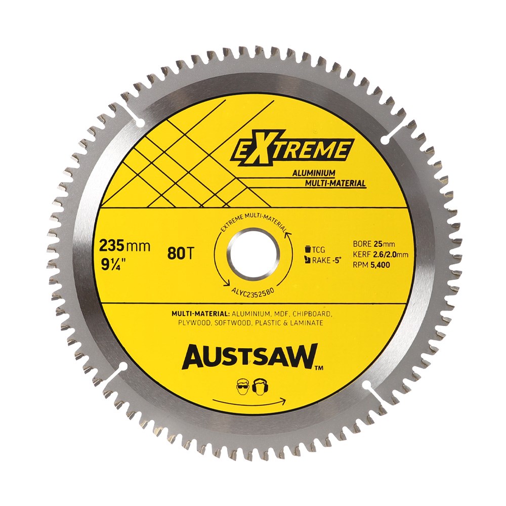 [170-ALYC2352580] Austsaw - 235mm (9 1/4in) Aluminium Blade Triple Chip - 25/16mm Bore - 80 Teeth