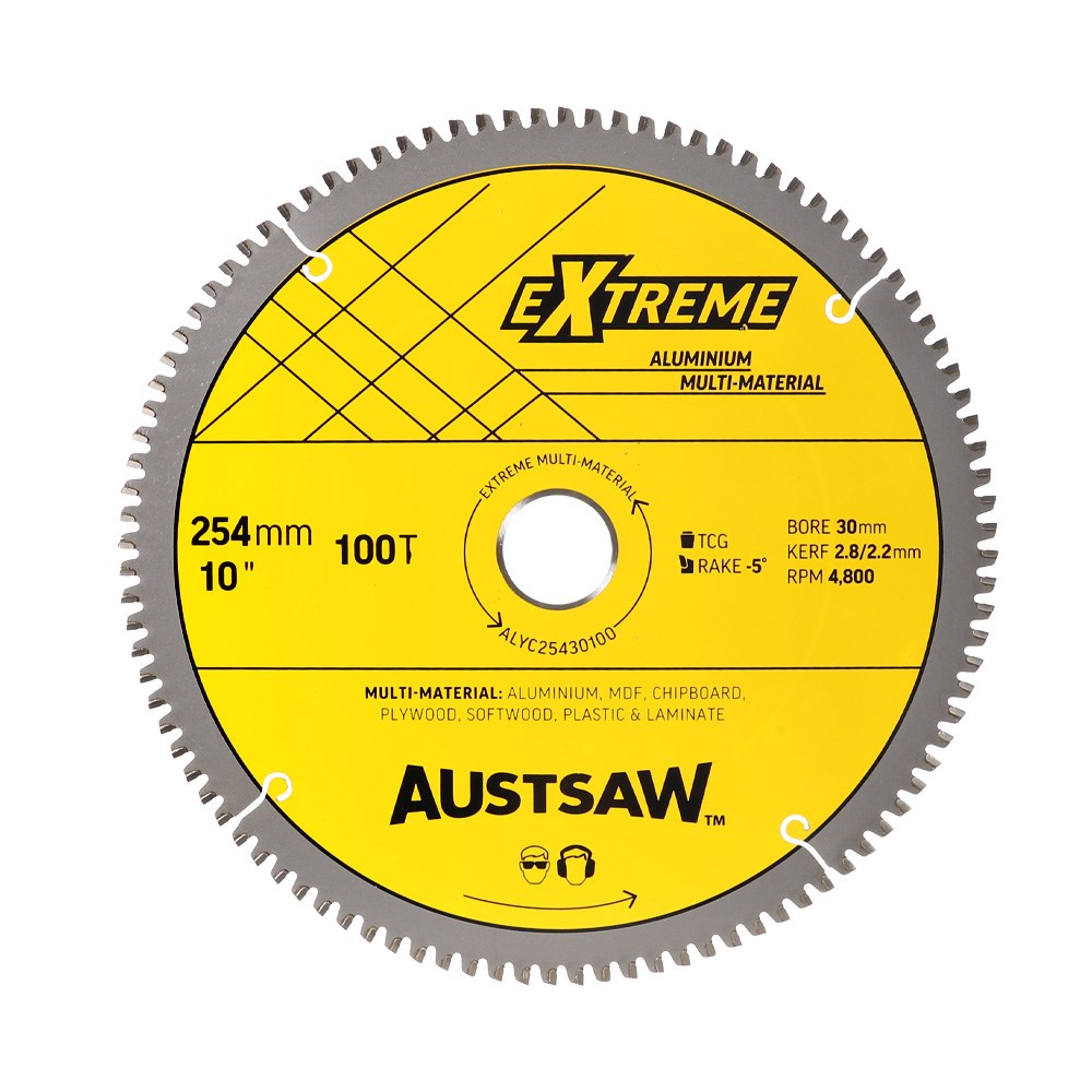 [170-ALYC25430100] Austsaw - 254mm (10in) Aluminium Blade Triple Chip - 30mm Bore - 100 Teeth