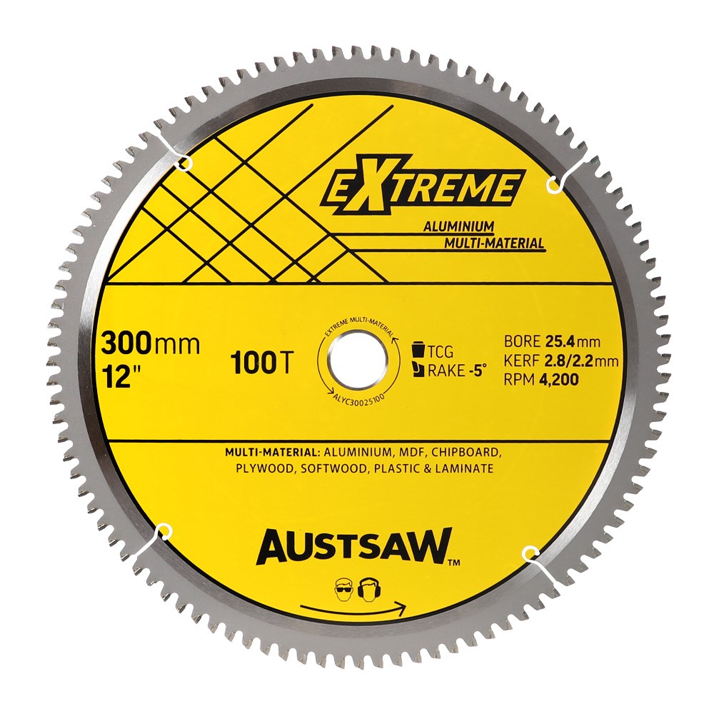 Austsaw - 305mm (12in) Aluminium Blade Triple Chip - 25.4mm Bore - 100 Teeth