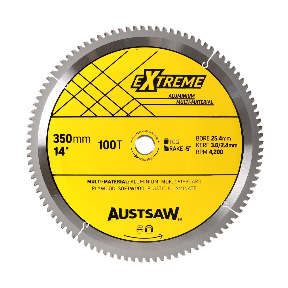 [170-ALYC35025100] Austsaw - 350mm (14in) Aluminium Blade Triple Chip - 25.4/mm Bore - 100 Teeth
