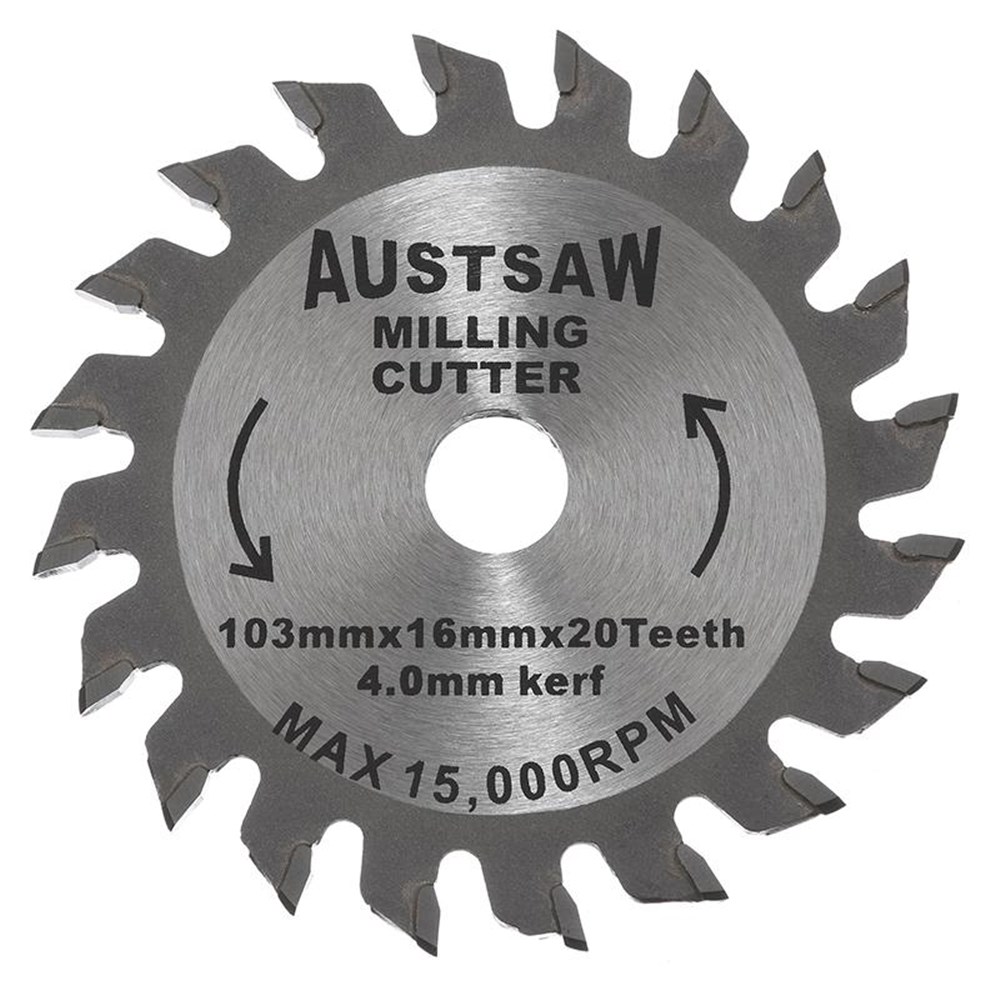 [170-MC1031620] Austsaw - 103mm (4in) 4mm Milling Cutter Blade - 16mm Bore - 20 Teeth